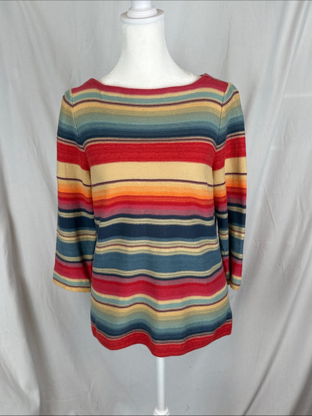 Women's LRL Lauren Jeans Co Multicolored Horizontal Stripe Sweater Petite Med.